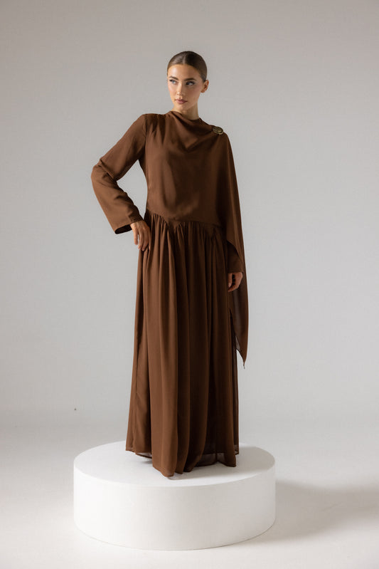 ERINA DRESS, ESPRESSO