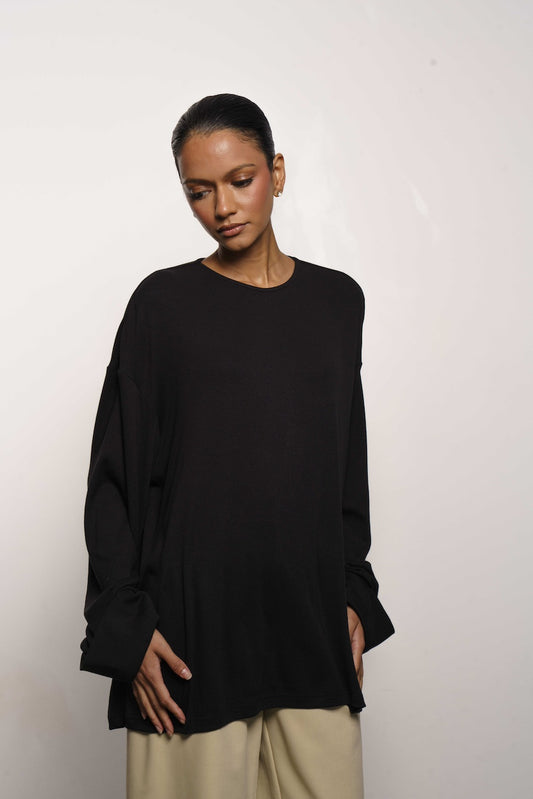 SIENA RELAXED TOP - BLACK
