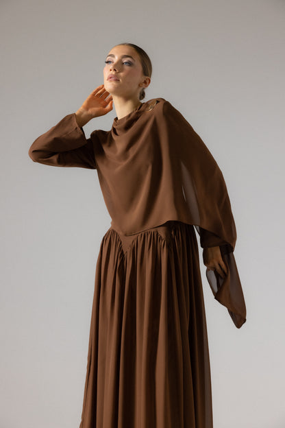 ERINA DRESS, ESPRESSO