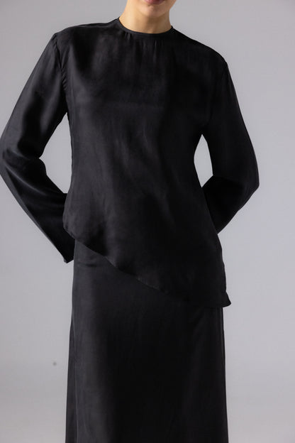 LYLA TOP AND SKIRT, BLACK