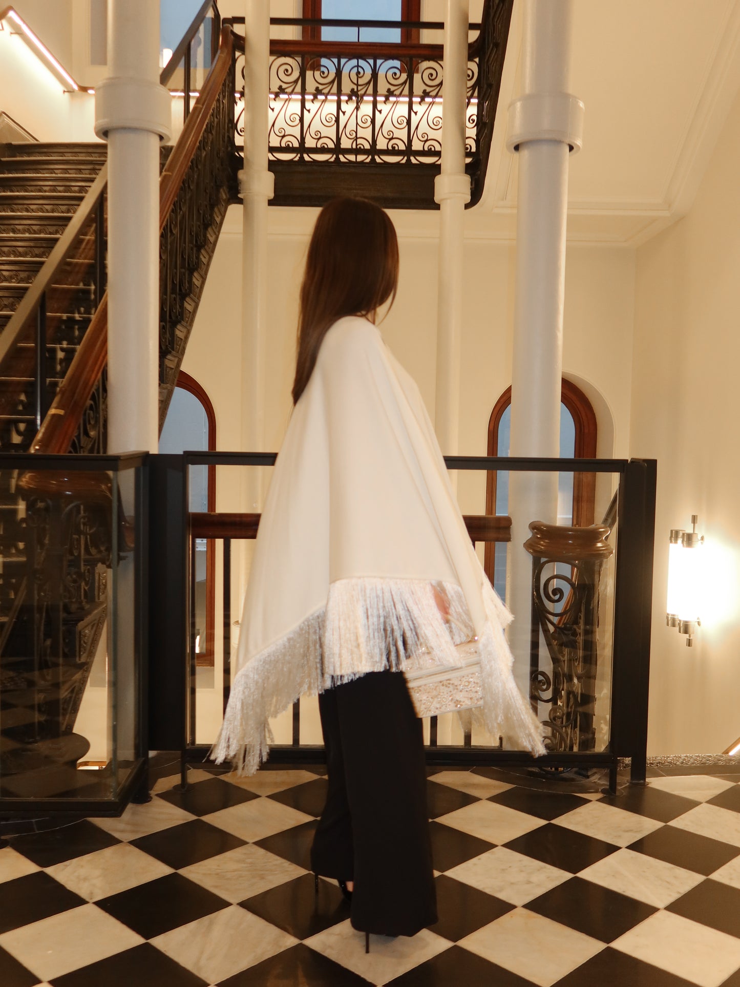 LISETTE TASSLE PONCHO - WHITE