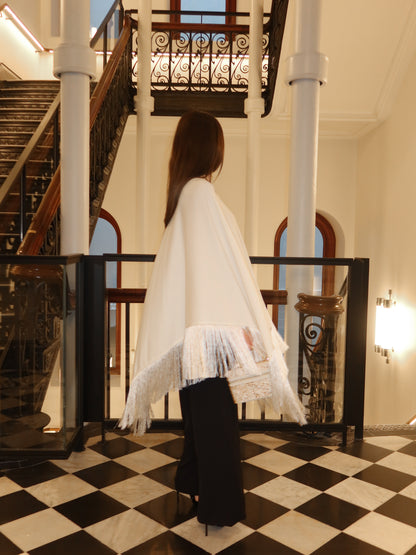 LISETTE TASSLE PONCHO - WHITE