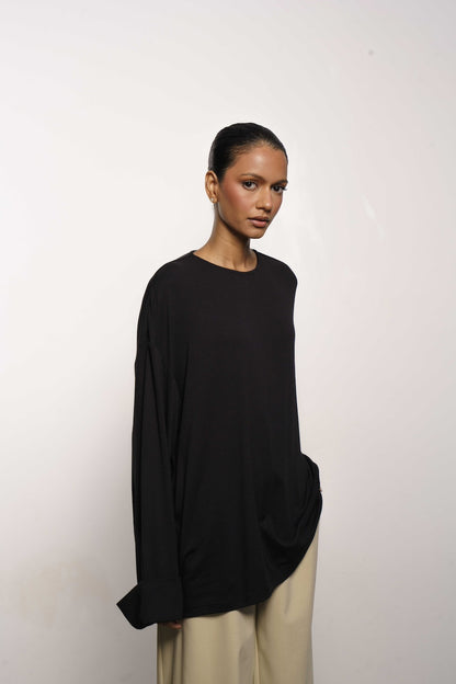 SIENA RELAXED TOP - BLACK