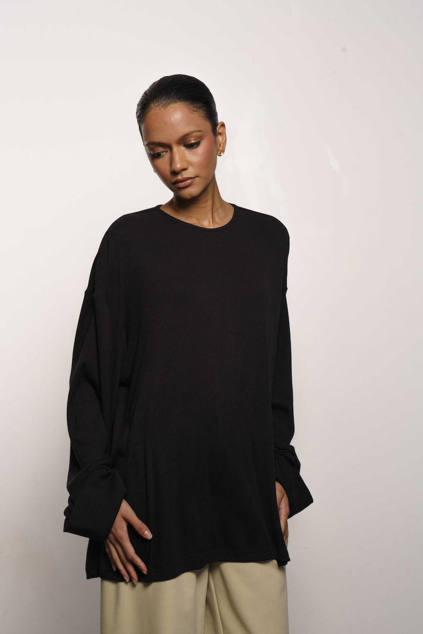 SIENA RELAXED TOP - BLACK