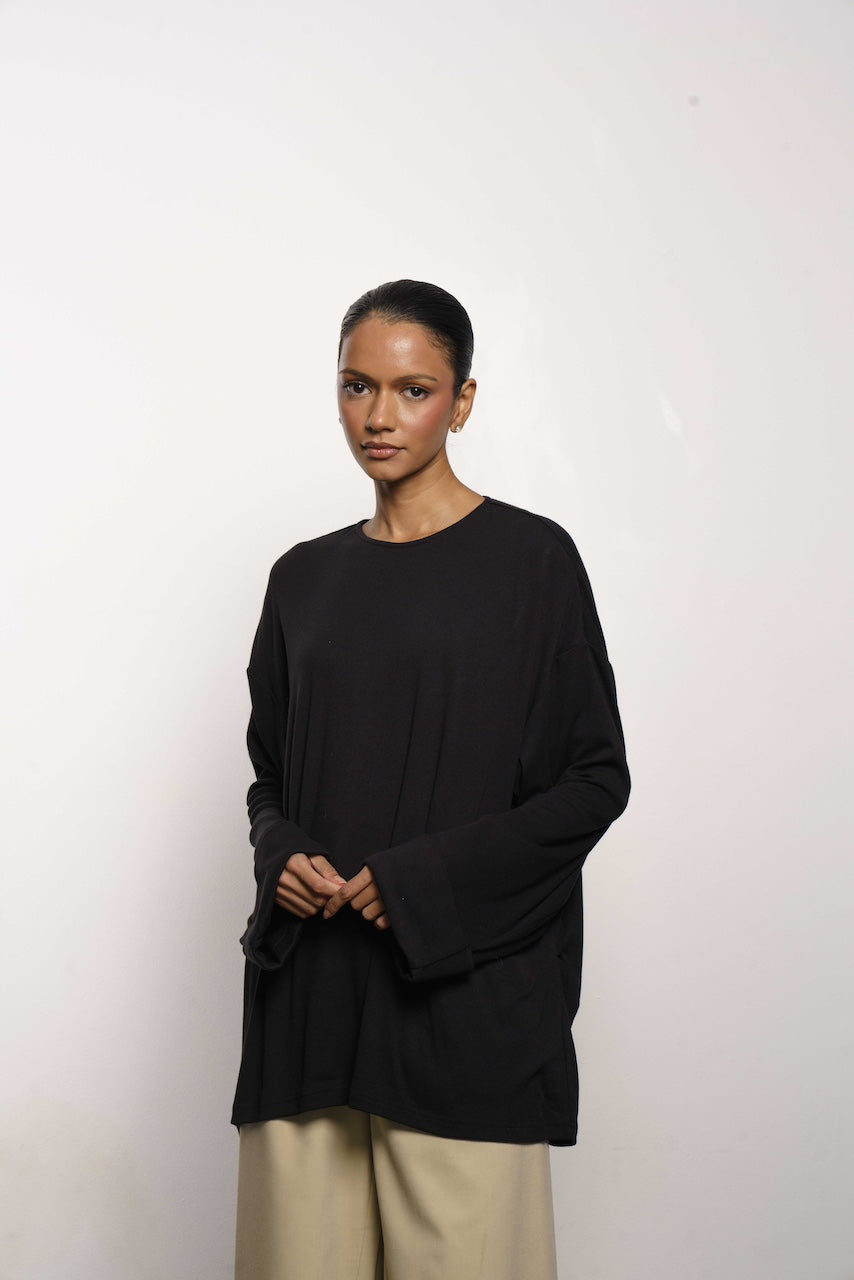 SIENA RELAXED TOP - BLACK