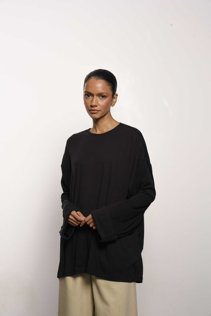 SIENA RELAXED TOP - BLACK